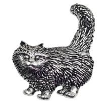 Cat Pin Badge Brooch Pet Pin Pewter Tabby Cat Badge Lapel Unisex By A R Brown - £7.31 GBP