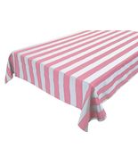 58&quot;x144&quot; - Pink and White - 2 Inch Stripes Tablecloth Polycotton Wedding... - £55.02 GBP