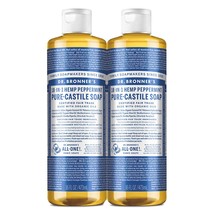 Dr. Bronner&#39;s - Pure-Castile Liquid Soap (Peppermint, 16 ounce, 2-Pack) ... - £45.55 GBP