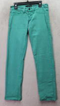 Flying Monkey Jeans Junior Size 1 Green Denim Pockets Flat Front Skinny Leg - £14.45 GBP