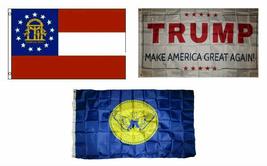 3x5 Trump White &amp; State of Georgia &amp; City of Atlanta Wholesale Set Flag 3&#39;x5&#39; - £17.95 GBP