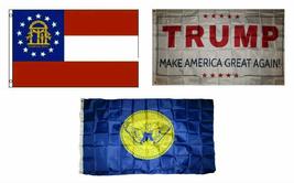 3x5 Trump White &amp; State of Georgia &amp; City of Atlanta Wholesale Set Flag 3&#39;x5&#39; - $22.88