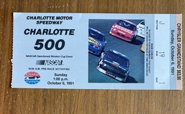 Charlotte 500 Ticket Stub Racing Nascar October 6 1991 Charlotte Motor Speedway - £7.84 GBP