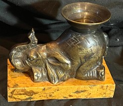 Decorative Cast Metal Trunk Up Elephant Statue Figural Candlestick Candl... - $55.25