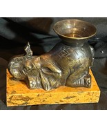 Decorative Cast Metal Trunk Up Elephant Statue Figural Candlestick Candl... - $75.77 CAD