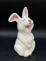 Art Pottery Happy Laughing Ceramic Bunny Rabbit Figure Japan Quality Imports - $29.69