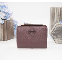 Tory Burch Wine Leather McGraw Bifold Compact Wallet NWT - £145.48 GBP