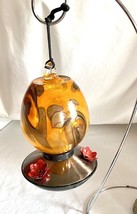 Artisan Hanging Hummingbird Feeder Hand Blown Art Glass with Ant Moat and Hanger - £28.77 GBP