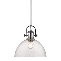 Golden Lighting 3118-L CH-SD Hines 1-Light Chrome and Seeded Glass Pendant - £106.29 GBP