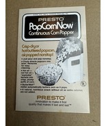Presto 80’s 90’s Instruction Manual Leaflet Pop Corn Now Popper Paper Ep... - $31.11 CAD