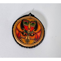 Vintage African Pendant Leather Handmade With Tribal Mask Design - £10.31 GBP