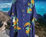 KS Island Shirt Hawaiian Style Vacation 3XL Shirt Floral Pattern Navy  - $21.73