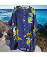KS Island Shirt Hawaiian Style Vacation 3XL Shirt Floral Pattern Navy  - £17.11 GBP