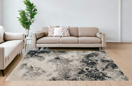 8&#39; X 11&#39; Silver Machine Woven Abstract Watercolor Indoor Area Rug - £317.86 GBP+