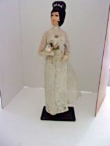 Vintage Geisha Doll Japan 16&quot; Silver gown Wood base - £13.13 GBP