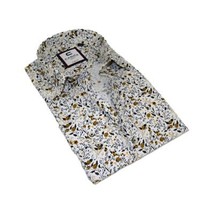 Men's Shirt By CASILA Turkey Cotton Blend Long Sleeves 501730-02 Yellow Floral image 2