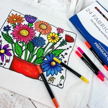 ThreadArt Color Your Own Bag - Flower Design - Canvas Tote Bag and Fabric  - $48.97