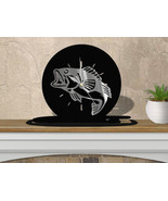 15.5in W Fishing Theme Full Moon Shelf or Mantel Clock - Jumping Bass - $119.00