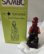 Mosser Glass Clown Alley The Performer Sambo Ohio 1982 w box 3 3/8 in slag glass - £12.86 GBP