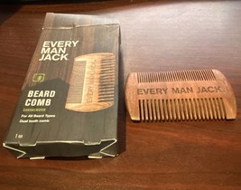 NEW Every Man Jack Men&#39;s Premium Wooden Dual Tooth Beard Comb Sandalwood... - $92.74 MXN