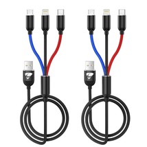 Multi Charging Cable, Multi Charger Cable Nylon Braided 3 In 1 Charging Cable Mu - £18.16 GBP
