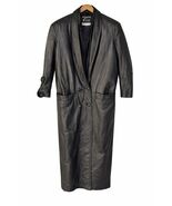Vintage G-III Double Breasted Black Leather Trench Coat Womens Med Korea... - $132.99