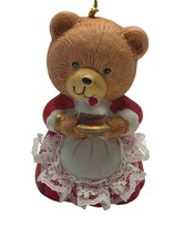 Lil Chimers Bear Christmas  Ornament Vintage Bell Jasco Mrs Claus 3 Inch Tall - £11.95 GBP