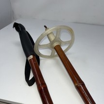 Vintage Bamboo 140 Cm Ski Poles with Handles &amp; Straps - £35.38 GBP