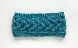 handmade eco-friendly turquoise cotton women headband with cable pattern... - £19.84 GBP+
