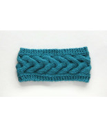 handmade eco-friendly turquoise cotton women headband with cable pattern... - £18.53 GBP+