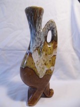 vintage ART Pottery Ewer jug PITCHER ~ beautiful brown glaze colors! - $21.99