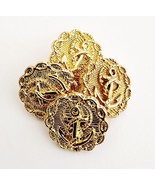 Nautical Buttons Gold Tone Blazer Coat Retro Anchor Design .5&quot; - $27.34 CAD