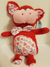 Kellytoy Animal Pals by Kuddle Me Toys Red &amp; Pink 14&quot; Pig With Hearts W/Tag 2012 - £9.30 GBP