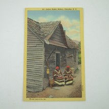 Linen Postcard Cherokee North Carolina Indian Basket Makers Vintage UNPOSTED - £7.46 GBP