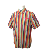 Tommy Hilfiger Men&#39;s Med Vintage 90&#39;s Multi-Colored Striped Short Sleeve... - $49.49