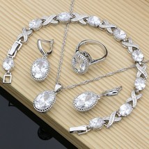 925 Silver Jewelry Sets Purple Natural Cubic Zirconia White Crystal  Women Tenni - £12.31 GBP