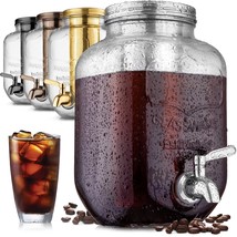 1 Gallon Cold Brew Coffee Maker With Extra-Thick Glass Carafe &amp; Stainles... - £55.94 GBP