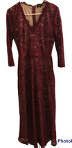 Musol Dress Size Medium Burgundy Red Wine Lace Lined Maxi 3/4 Sleeve For... - £42.63 GBP