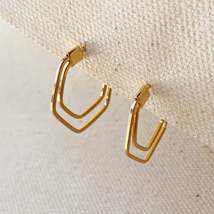 18k Gold Filled Double Thread Hoop Earrings - £5.99 GBP
