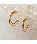 18k Gold Filled Double Thread Hoop Earrings - £5.89 GBP