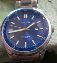 Sutton Quartz Men&#39;s Watch Date Quartz PC32 5019TTJapan Blue dial 38mm bezel - £9.66 GBP