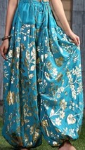 AQUA AND GOLD FOIL TRIBAL GYPSY BOHEMIAN DELUXE ATS GYPSY PANTALOONS - $79.19