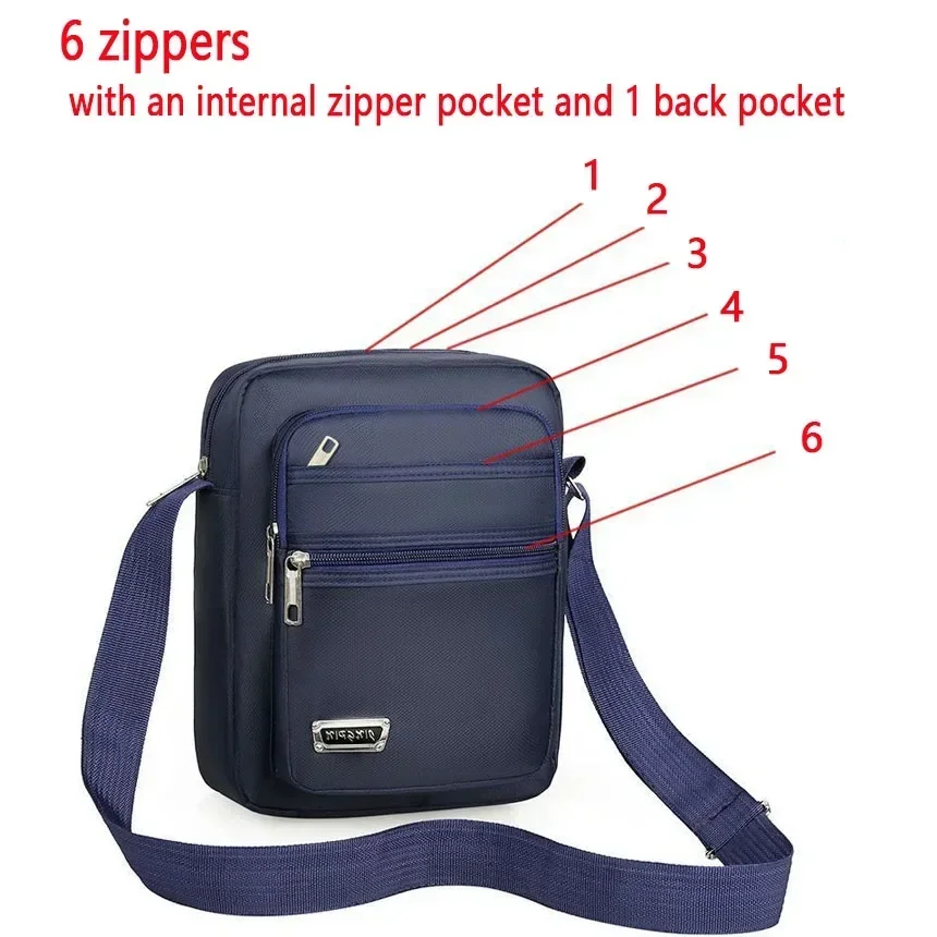 Men Nylon Shoulder Bag Messenger Bag Casual Waterproof Nylon Zipper Pock... - £13.77 GBP