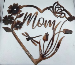 Mom Tulip Heart Metal Wall Art Accent/Gift/Mothers Day 15&quot; w x 11 1/2&quot; t - £30.45 GBP