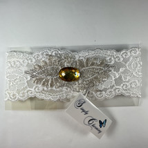 Wedding Garter Bridal Ivory Stretch Lace Applique Simply Charming G434I New - £20.17 GBP