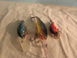 Vintage LOT OF 3 SHINY RAPULA   Fishing Lure, Orange,Yellow  4&quot; BLUE - £14.33 GBP