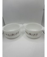 Set of 2 Vintage Dynaware Pyr-o-rex Brown  and White Flower Ramekins, So... - $12.00