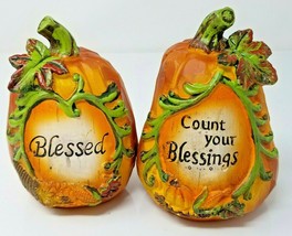 Thanksgiving Gourds Faux Carved Wood Count Your Blessings Blessed Happy Vintage  - £12.04 GBP