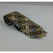 Stafford Essentials Gold Tie With Blue &amp; Black Diamonds Design - £10.07 GBP