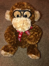 FAO Schwarz Brown  5” Beanie MONKEY With Glasses Ribbon Stuffed Plush Lovey - £9.77 GBP